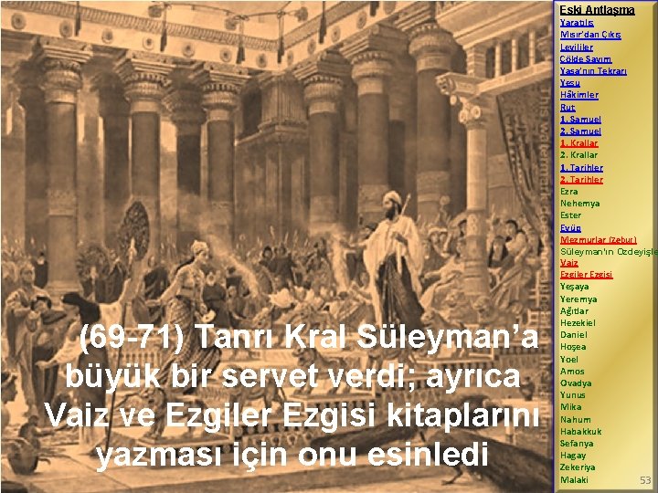 Eski Antlaşma Yaratılış Mısır’dan Çıkış Levililer Çölde Sayım Yasa’nın Tekrarı Yeşu Hâkimler Rut 1.