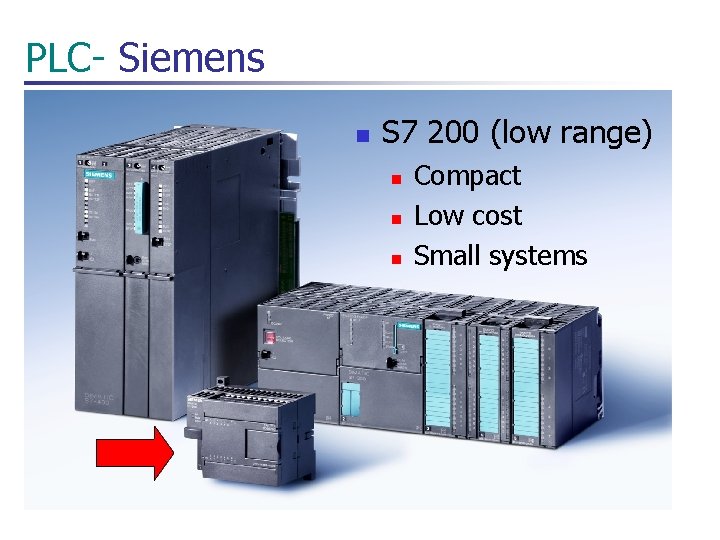 PLC- Siemens n S 7 200 (low range) n n n Compact Low cost