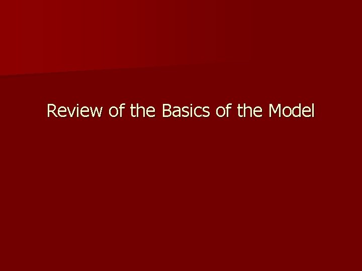 Review of the Basics of the Model 