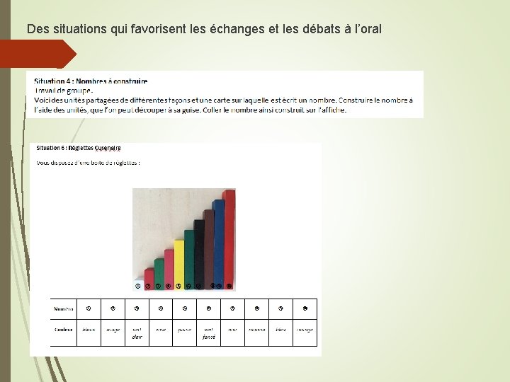 Des situations qui favorisent les échanges et les débats à l’oral 