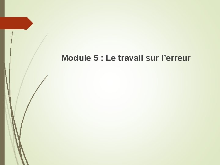 Module 5 : Le travail sur l’erreur 