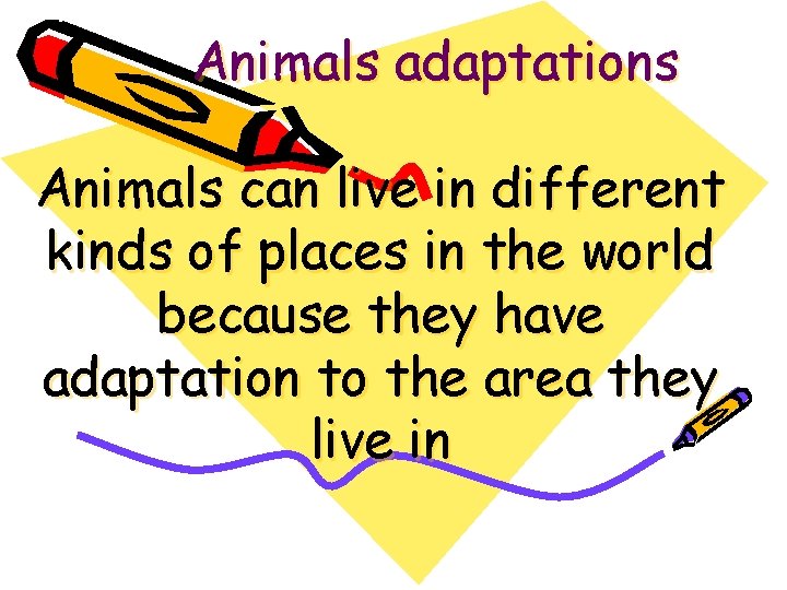 Animals adaptations Animals can live in different kinds of places in the world because