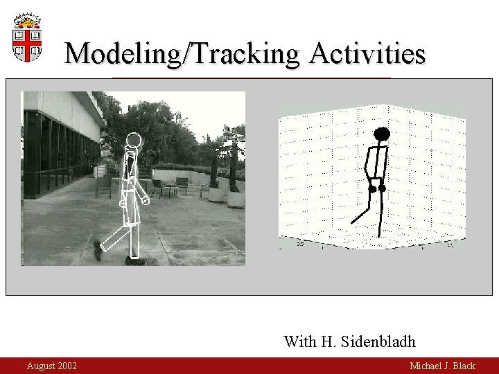 Modeling/Tracking Activities With H. Sidenbladh August 2002 Michael J. Black 