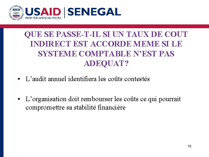 QUE SE PASSE-T-IL SI UN TAUX DE COUT INDIRECT EST ACCORDE MEME SI LE