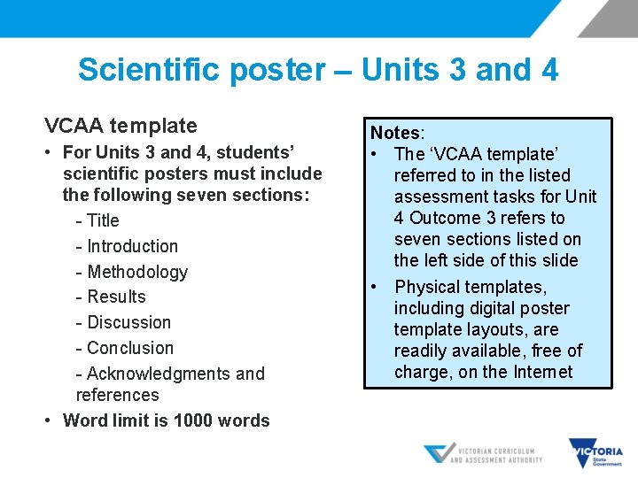 Scientific poster – Units 3 and 4 VCAA template • For Units 3 and