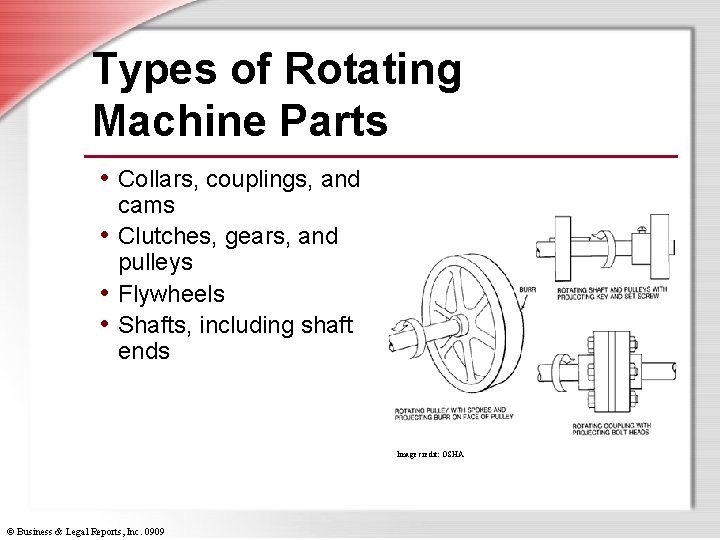 Types of Rotating Machine Parts • Collars, couplings, and cams • Clutches, gears, and