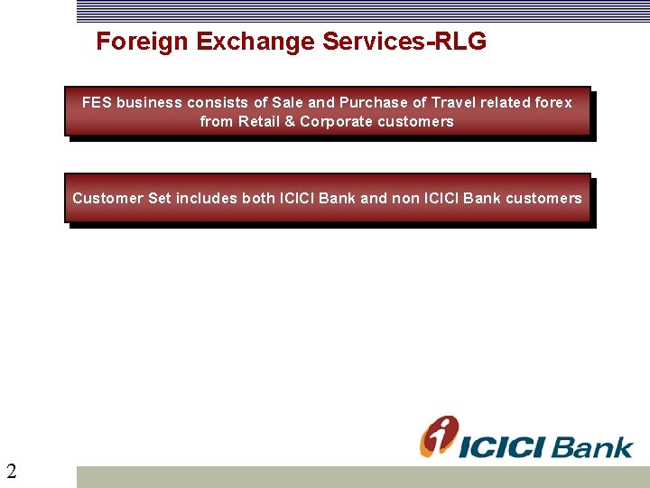 Foreign Exchange Services-RLG FES business consists of Sale and Purchase of Travel related forex