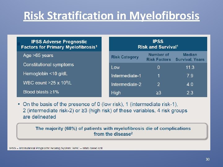 Risk Stratification in Myelofibrosis 30 
