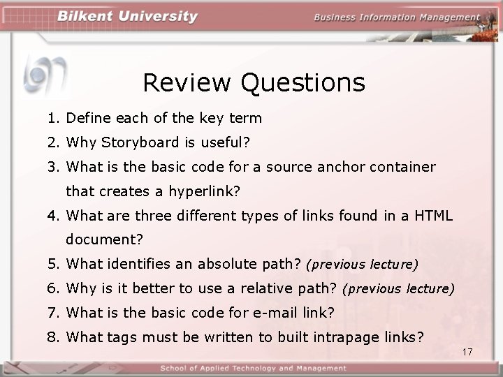 Review Questions 1. Define each of the key term 2. Why Storyboard is useful? Review Questions 1. Define each of the key term 2. Why Storyboard is useful?