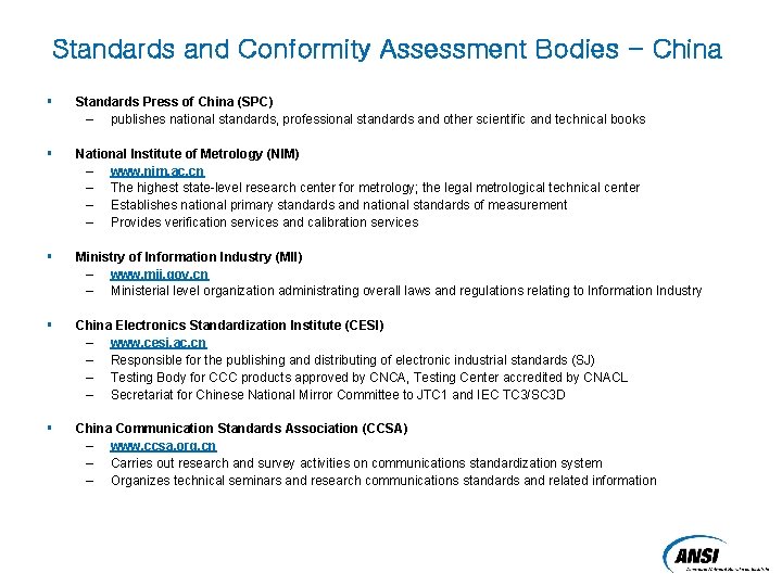 Standards and Conformity Assessment Bodies - China § Standards Press of China (SPC) –