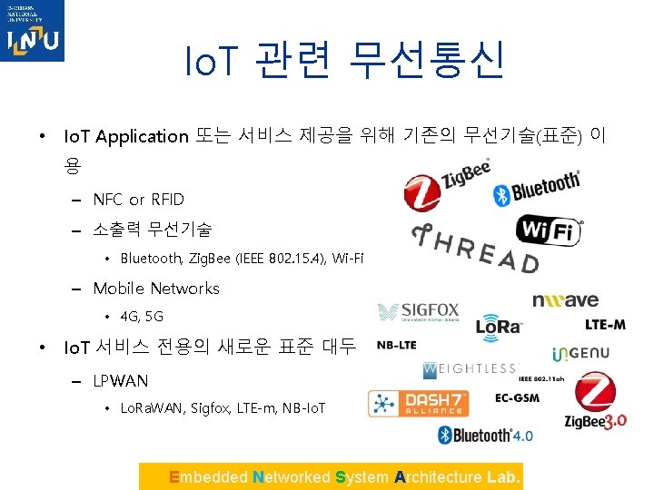 Io. T 관련 무선통신 • Io. T Application 또는 서비스 제공을 위해 기존의 무선기술(표준)