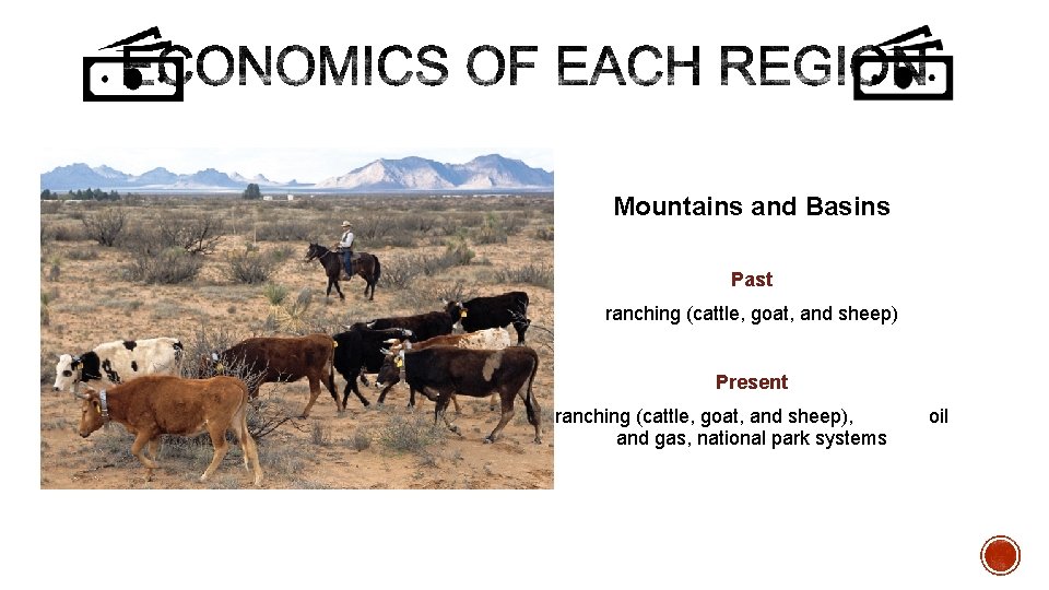 Picture of the cattle ranching Mountains and Basins Past ranching (cattle, goat, and sheep)