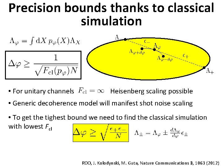 Precision bounds thanks to classical simulation • For unitary channels Heisenberg scaling possible •