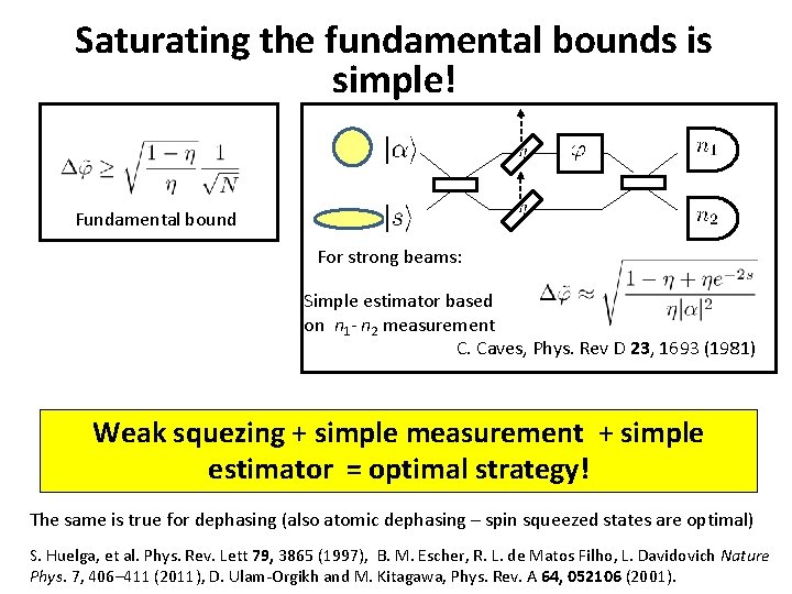 Saturating the fundamental bounds is simple! Fundamental bound For strong beams: Simple estimator based