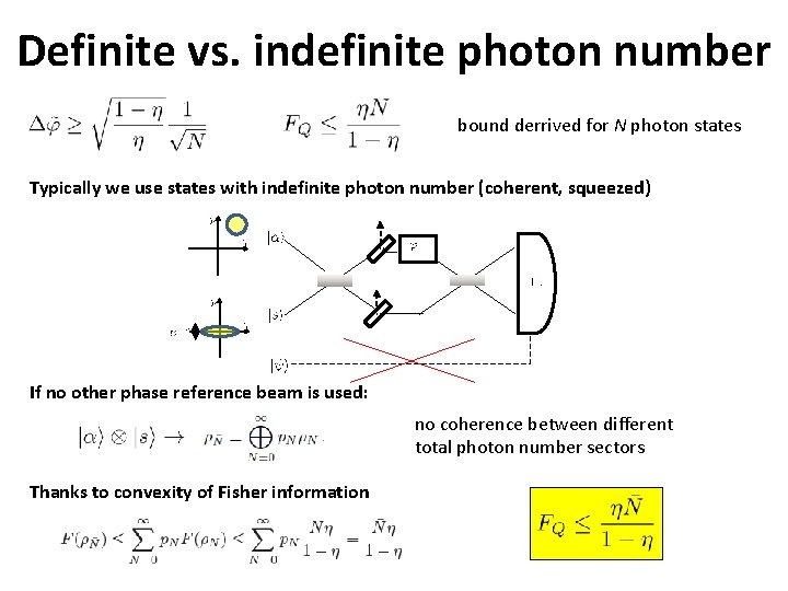 Definite vs. indefinite photon number bound derrived for N photon states Typically we use