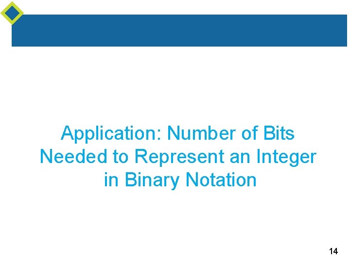 Application: Number of Bits Needed to Represent an Integer in Binary Notation 14 