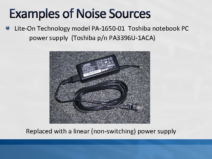 Lite-On Technology model PA-1650 -01 Toshiba notebook PC power supply (Toshiba p/n PA 3396