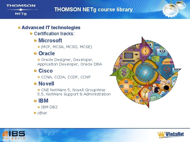 THOMSON NETg course library Advanced IT technologies Certification tracks: Microsoft (MCP, MCSA, MCSD, MCSE)