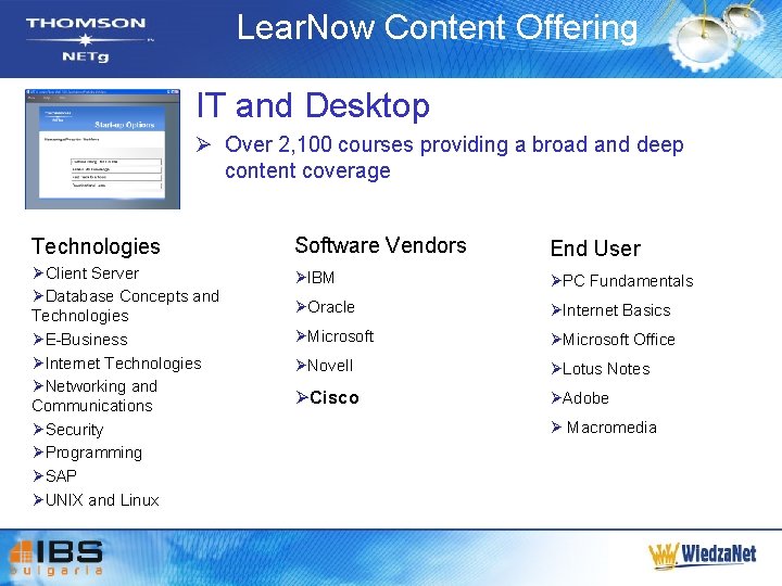 Lear. Now Content Offering IT and Desktop Ø Over 2, 100 courses providing a