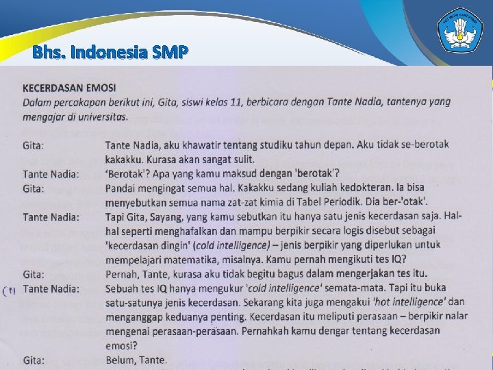 Bhs. Indonesia SMP @ Ditjen Guru dan Tenaga Kependidikan 