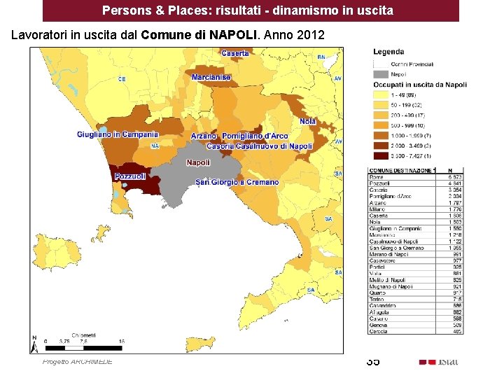 Persons & Places: risultati - dinamismo in uscita Lavoratori in uscita dal Comune di