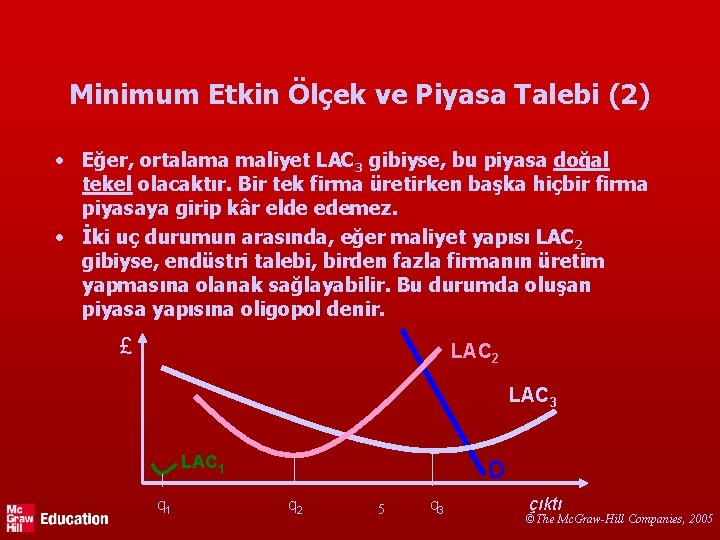 Minimum Etkin Ölçek ve Piyasa Talebi (2) • Eğer, ortalama maliyet LAC 3 gibiyse,