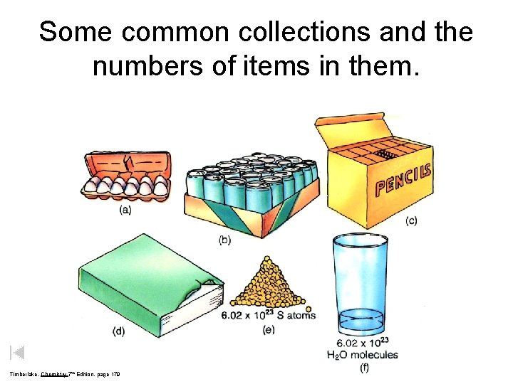 Some common collections and the numbers of items in them. Timberlake, Chemistry 7 th