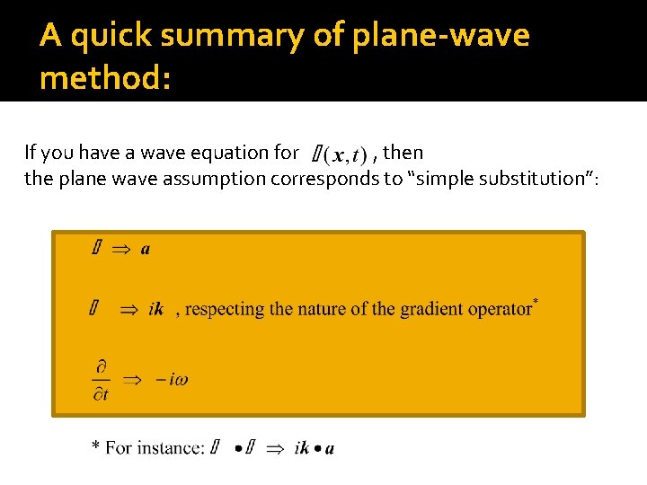 A quick summary of plane-wave method: If you have a wave equation for ,