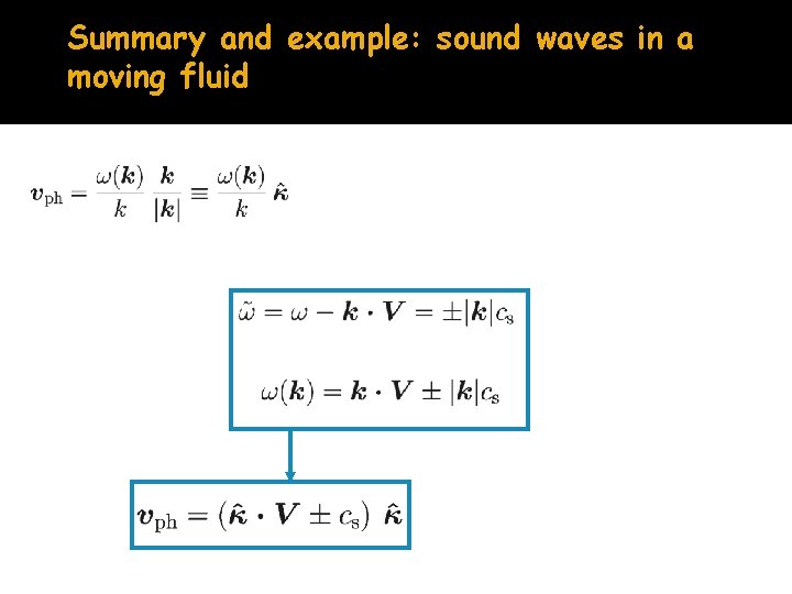 Summary and example: sound waves in a moving fluid 