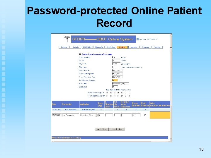 Password-protected Online Patient Record 18 