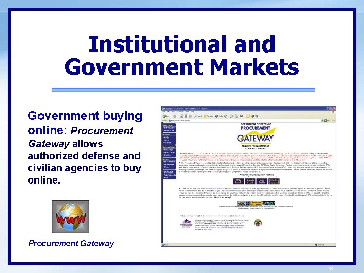 Institutional and Government Markets Government buying online: Procurement Gateway allows authorized defense and civilian