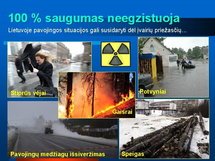 100 % saugumas neegzistuoja Lietuvoje pavojingos situacijos gali susidaryti dėl įvairių priežasčių. . .