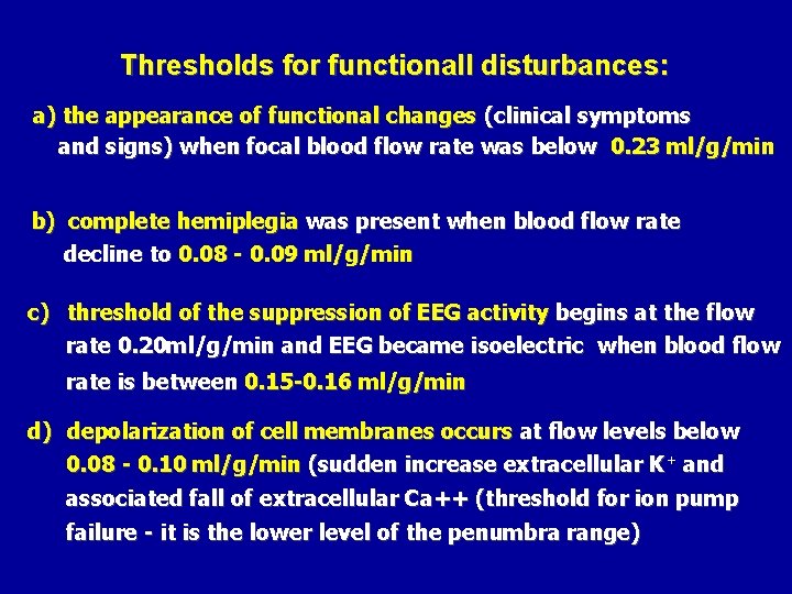 Thresholds for functionall disturbances: a) the appearance of functional changes (clinical symptoms and signs)