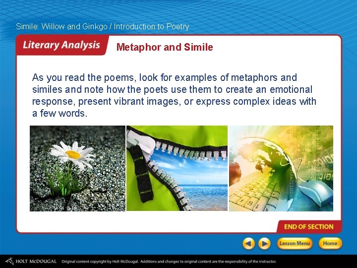 Simile: Willow and Ginkgo / Introduction to Poetry Metaphor and Simile As you read