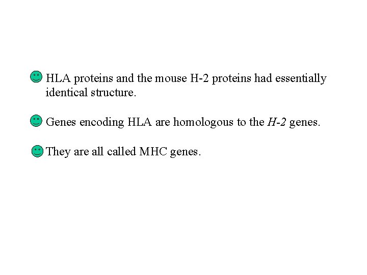 HLA proteins and the mouse H-2 proteins had essentially identical structure. Genes encoding HLA