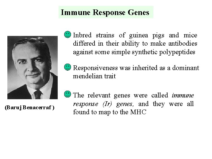 Immune Response Genes Inbred strains of guinea pigs and mice differed in their ability