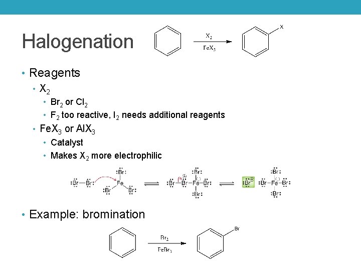 Halogenation • Reagents • X 2 • Br 2 or Cl 2 • F