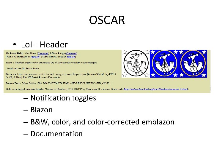 OSCAR • Lo. I - Header – Notification toggles – Blazon – B&W, color,