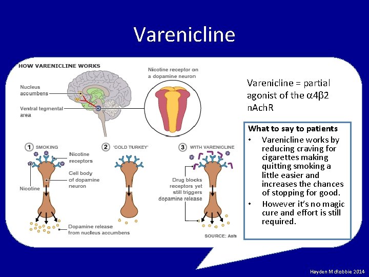 Varenicline = partial agonist of the 4 2 n. Ach. R What to say