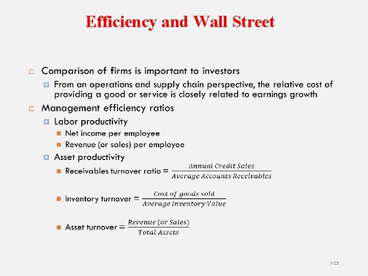 Efficiency and Wall Street 1 -23 
