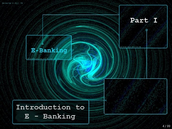 Part I Introduction to E - Banking 4 / 99 