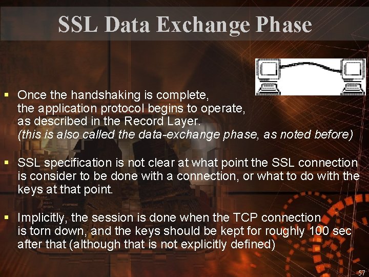 SSL Data Exchange Phase § Once the handshaking is complete, the application protocol begins