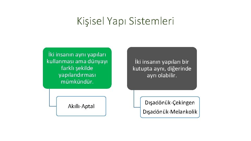 Kişisel Yapı Sistemleri İki insanın aynı yapıları kullanması ama dünyayı farklı şekilde yapılandırması mümkündür.