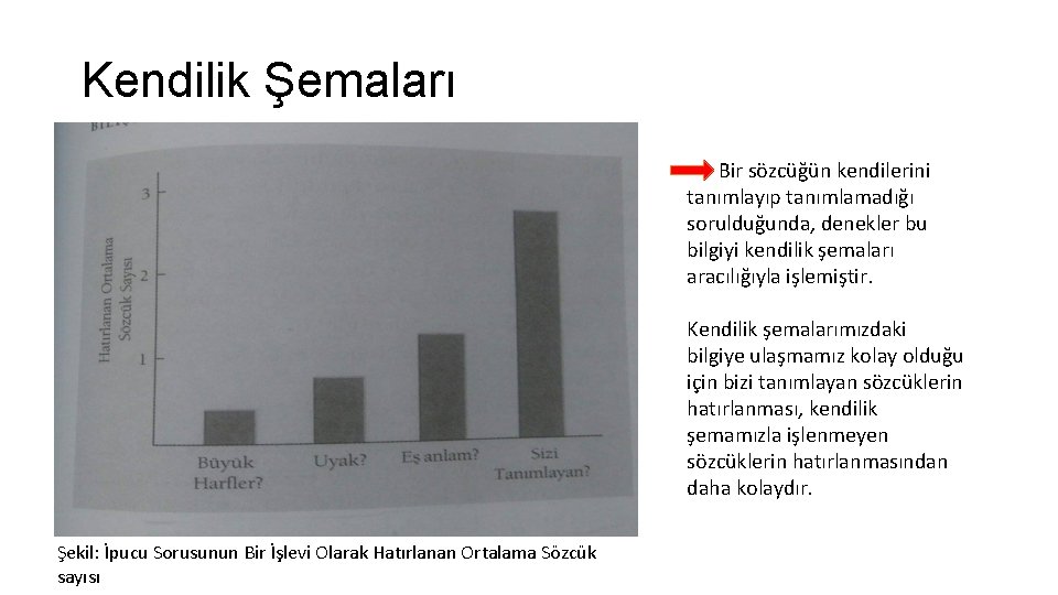 Kendilik Şemaları Bir sözcüğün kendilerini tanımlayıp tanımlamadığı sorulduğunda, denekler bu bilgiyi kendilik şemaları aracılığıyla