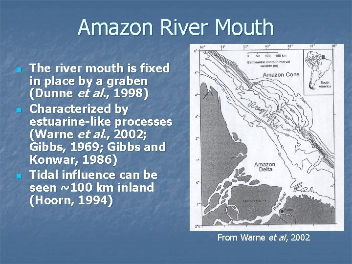 Amazon River Mouth n n n The river mouth is fixed in place by Amazon River Mouth n n n The river mouth is fixed in place by