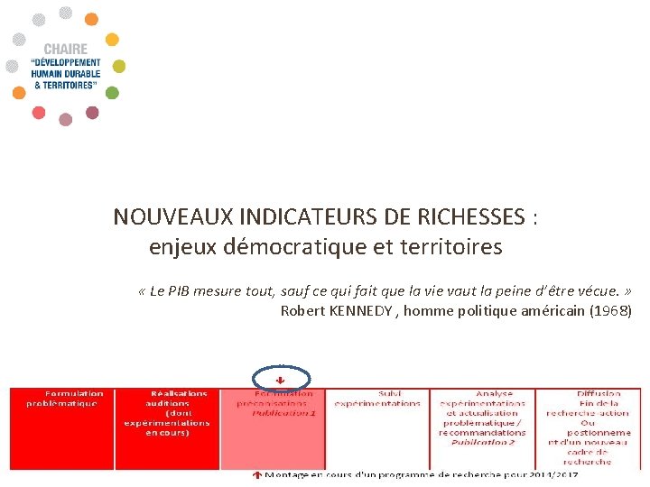 NOUVEAUX INDICATEURS DE RICHESSES : enjeux démocratique et territoires « Le PIB mesure tout,