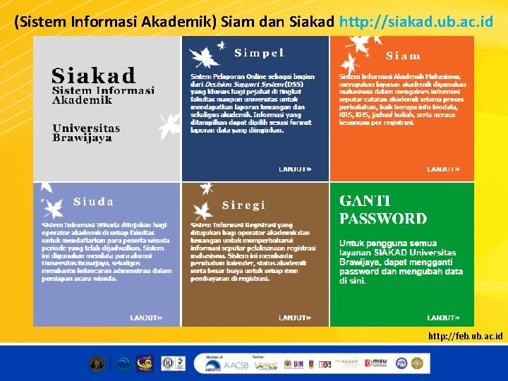 (Sistem Informasi Akademik) Siam dan Siakad http: //siakad. ub. ac. id http: //feb. ub.