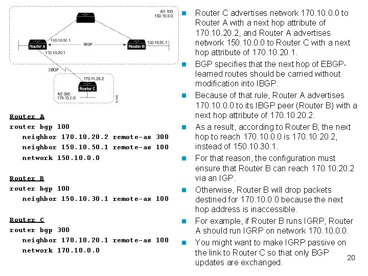 n n n Router A router bgp 100 neighbor 170. 10. 2 remote-as 300