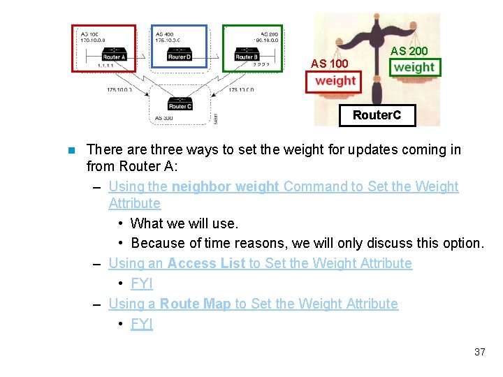 AS 200 AS 100 Router. C n There are three ways to set the