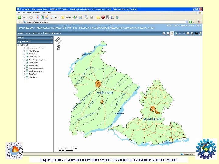 Snapshot from Groundwater Information System of Amritsar and Jalandhar Districts Website 